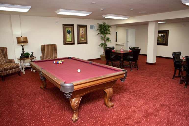 The game room at Meadowlark Estates