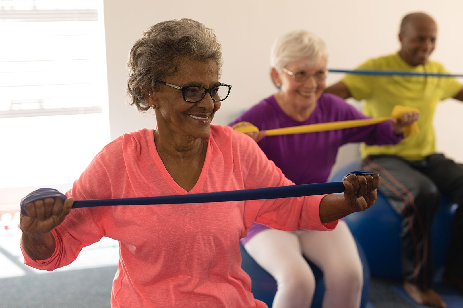 Residents taking part in an exercise class at Meadowlark Estates